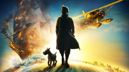 The adventures of tintin aircraft movies ships snow wallpaper