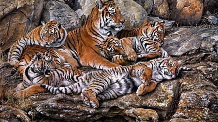 Alan m hunt artwork tigers wallpaper