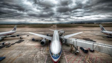American airlines hdr photography aircraft airports wallpaper