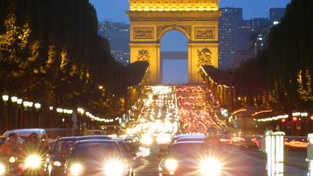 Arc de triomphe champs elysées paris architecture cars wallpaper