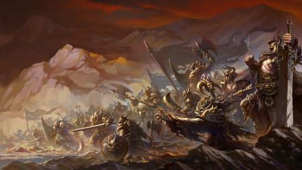 Artwork battles fantasy art swords warriors wallpaper