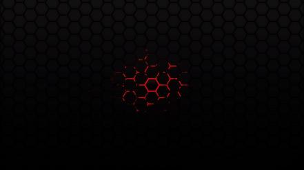 Black background hexagon red wallpaper