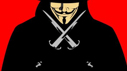 Guy fawkes v for vendetta artwork cartoonish daggers wallpaper