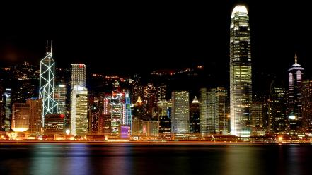 Hong kong victoria harbour city lights cityscapes harbours wallpaper