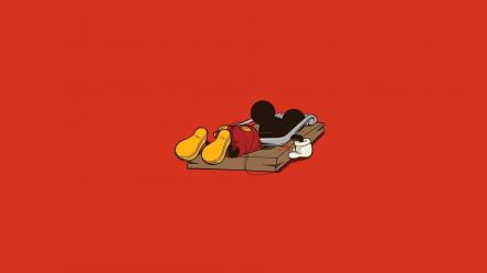 Mickey mouse artwork funny minimalistic red wallpaper