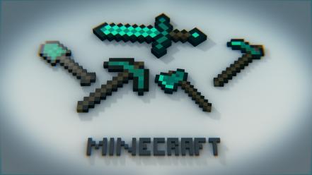 Minecraft diamonds tools video games wallpaper