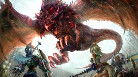 Monster hunter rathalos creatures fantasy art video games wallpaper