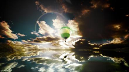 3d clouds hot air balloons skyscapes wallpaper