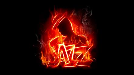 Abstract black background fire flaming jazz wallpaper