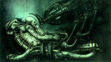 Alien aliens movie space jockey green outer wallpaper