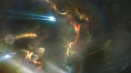 Artwork nebulae outer space science fiction spaceships wallpaper