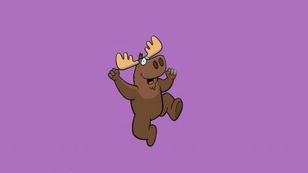 Happy jumping moose purple background wallpaper