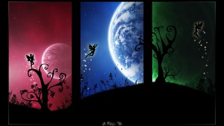 Moon abstract fairies fantasy vectors wallpaper