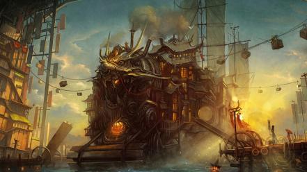 Asians artwork fantasy art steampunk wallpaper