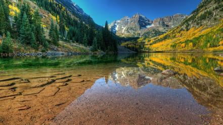 Autumn lakes landscapes mountains skyscapes wallpaper
