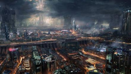 Cityscapes science fiction wallpaper