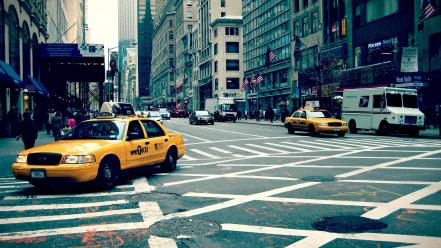 New york city streets taxi traffic wallpaper