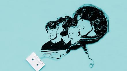 The beatles blue background cassette tape wallpaper