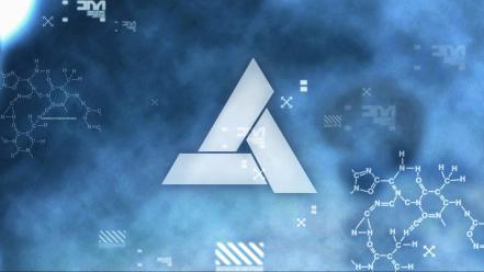 Abstergo industries animus assassins creed blue letters wallpaper