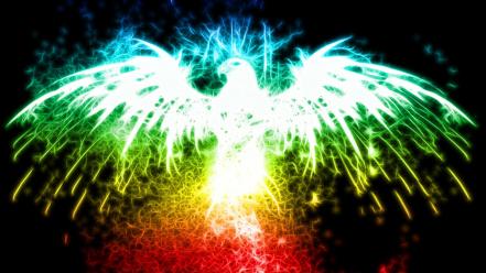 Abstract glow multicolor phoenix wallpaper