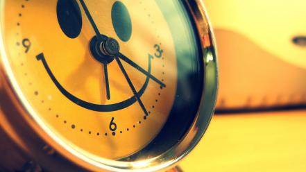 Alarm clocks happy smiley face yellow wallpaper