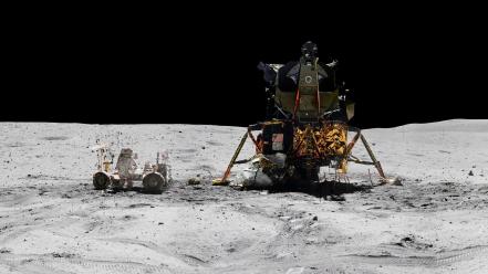 Apollo 16 moon multiscreen outer space panorama wallpaper