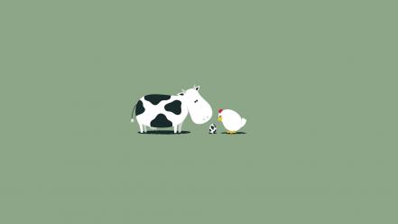 Artwork chickens cows eggs minimalistic wallpaper