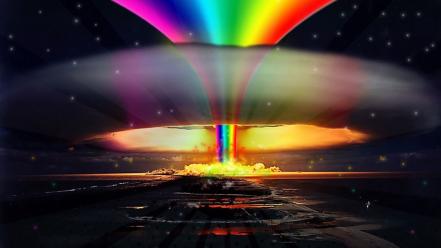 Atomic bomb colors explosion funny hippie wallpaper