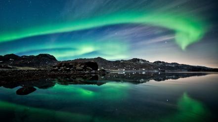 Aurora borealis landscapes lights mountains night wallpaper