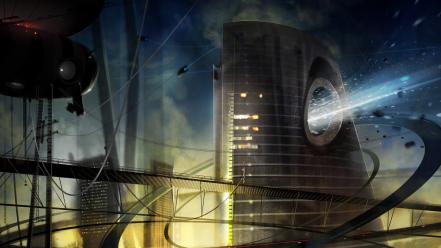 Cityscapes digital art futuristic science fiction skylines wallpaper