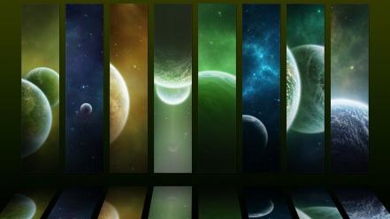 Green outer space science fiction wallpaper