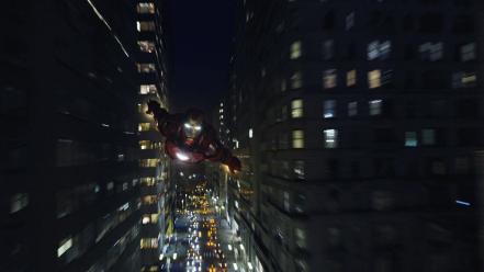 Iron man the avengers movie cityscapes fly wallpaper