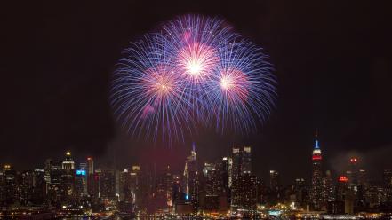 New york city cityscapes fireworks night landscapes sky wallpaper