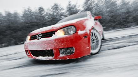 Volkswagen golf v cars drift snow wallpaper