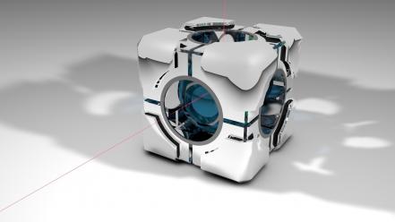 3d portal 2 cubes lasers wallpaper