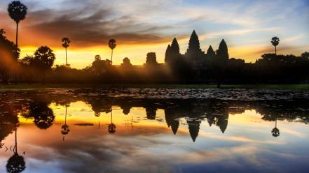 Angkor wat cambodia lakes wallpaper