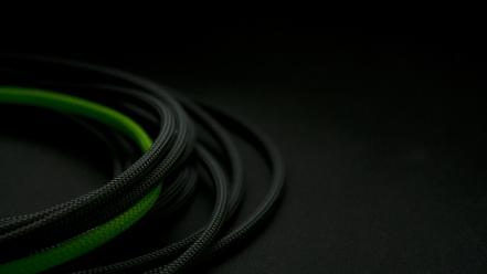Black cables dark green mesh wallpaper