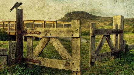 Fences gate old paintings wallpaper