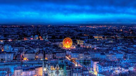France lyon cityscapes lights night wallpaper