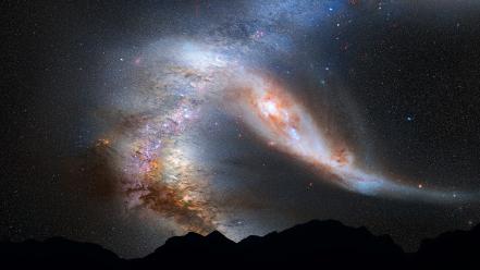 Galaxies light outer space stars wallpaper