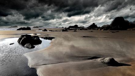 Hdr photography beaches clouds landscapes rocks wallpaper