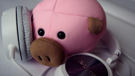 Headphones music pigs wallpaper