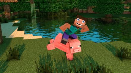 Minecraft pig ride wallpaper