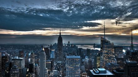 New york city buildings cities clouds lights wallpaper