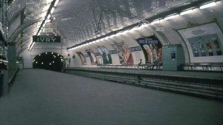 Paris metro station vintage wallpaper