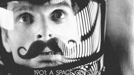 2001 a space odyssey astronauts monochrome moustache outer wallpaper