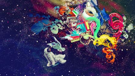 Abstract astronauts freedom wallpaper