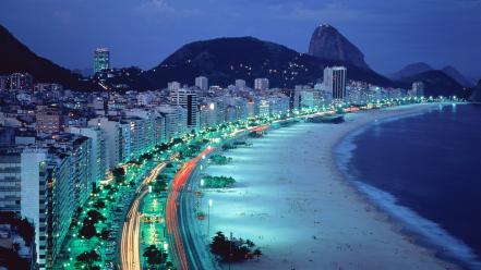 Brazil copacabana beaches lights mountains wallpaper