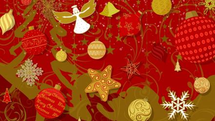 Christmas angels decorations red stars wallpaper