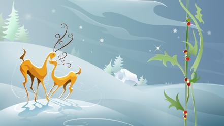 Christmas animals artwork digital art reindeer wallpaper